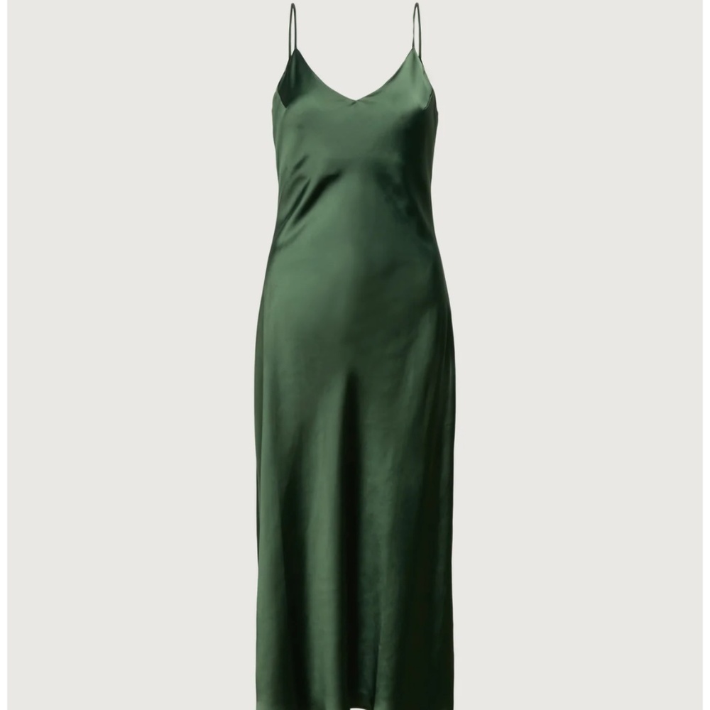 SATIN V-NECK SLIP MIDI DRESS BNWT